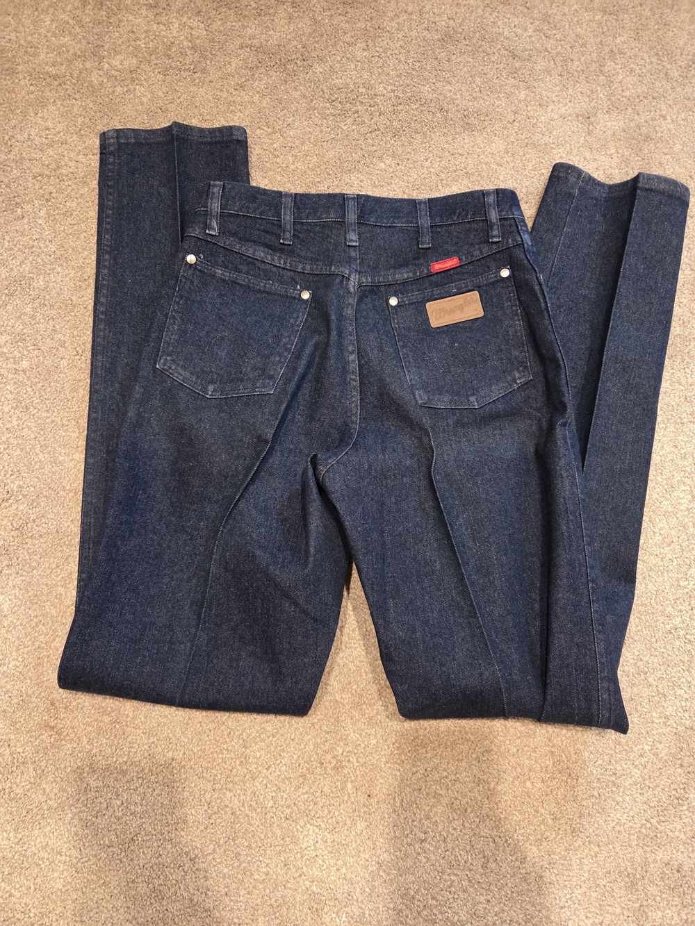 VINTAGE 90S Wrangler Women's High-Rise Dark Blue Denim Jeans LONG LENGTH